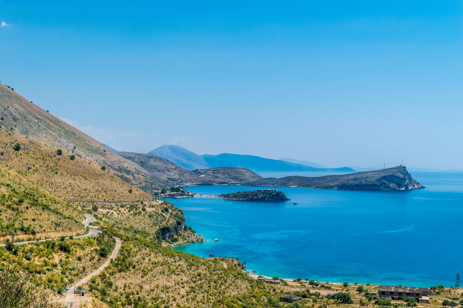 Porto Palermo Bay with Ali Pasha's castle on the Albanian Riviera
