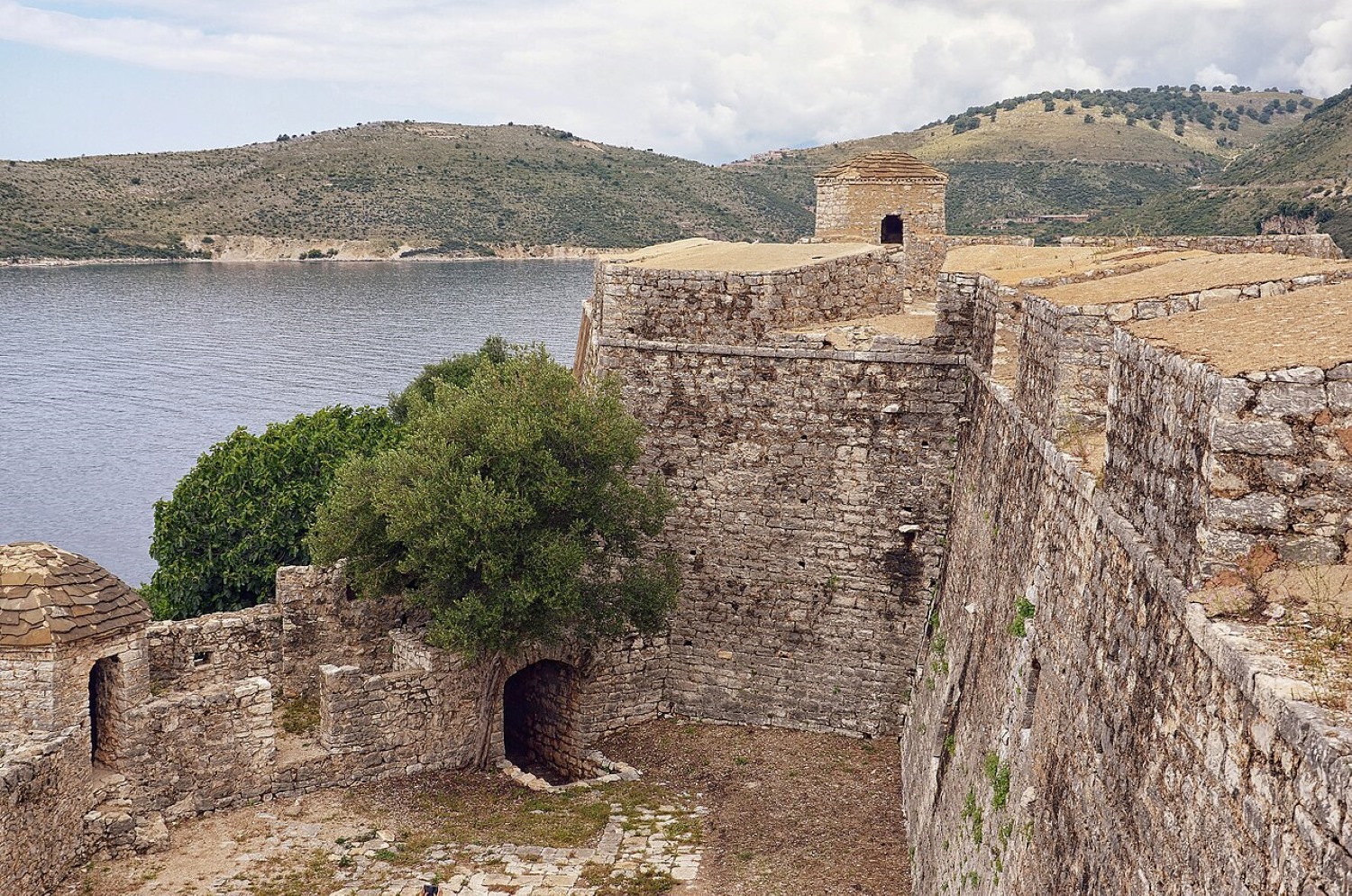 Porto Palermo Bay Albania — view of the sheltered circular bay from the castle walls