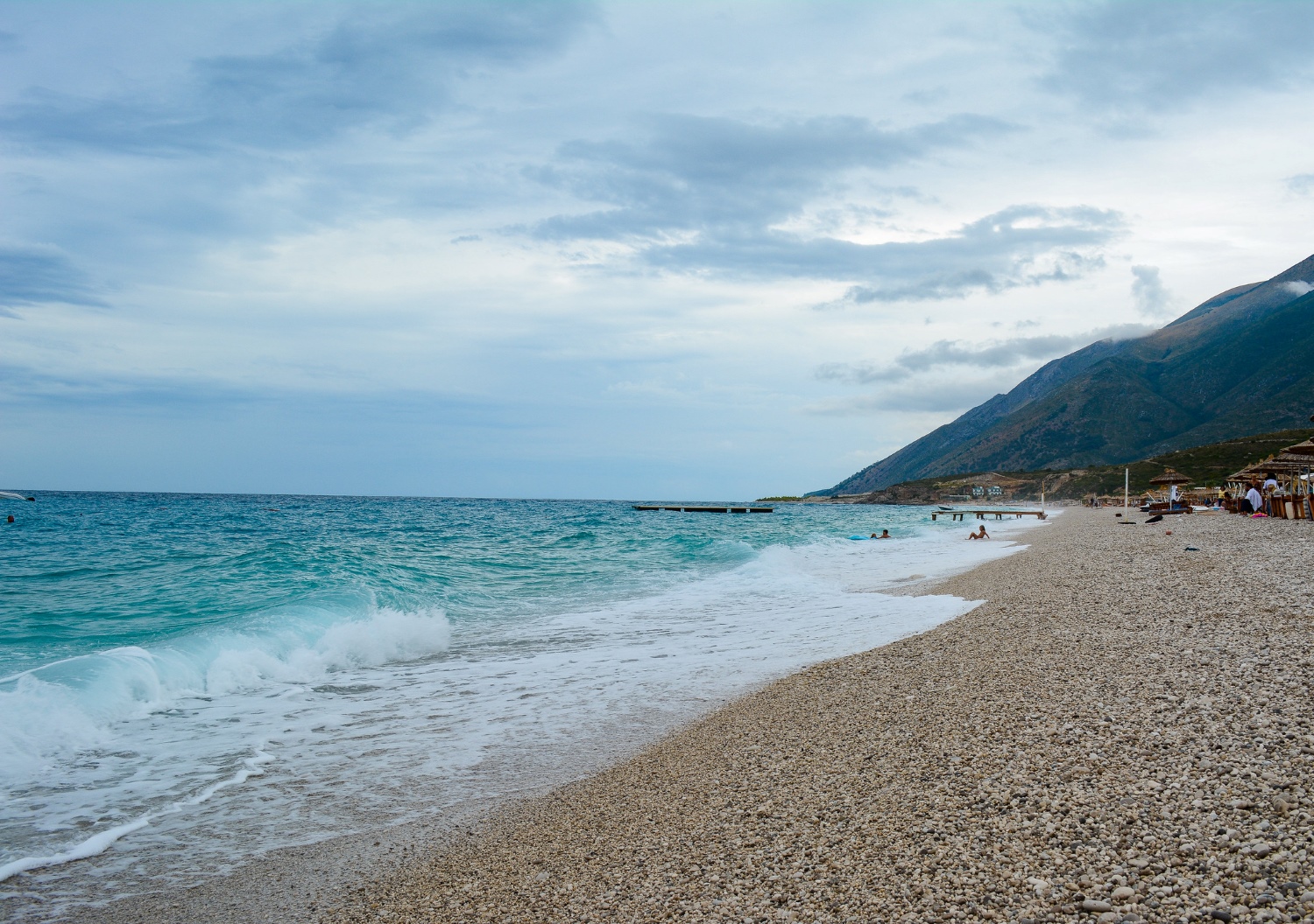 Drymades Beach Albania — coastal view of the Ionian and Ceraunian Mountains from the beach